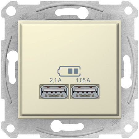 Schneider Electric SDN2710247 SEDNA USB РОЗЕТКА, 2,1А (2x1,05А), БЕЖЕВЫЙ