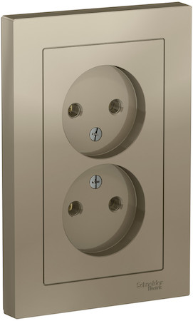 Schneider Electric ATN000520 ATLASDESIGN РОЗЕТКА двойная без заземления,16А, в сборе, ШАМПАНЬ