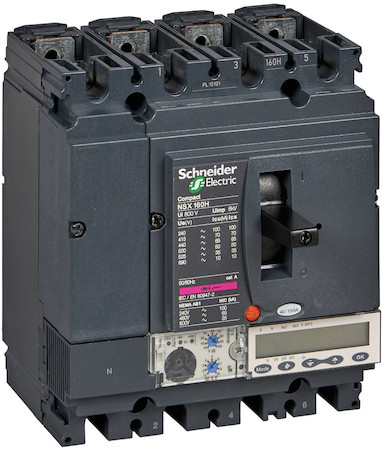 Schneider Electric LV430804 Автоматический выключатель ComPact NSX160H, 70 kA при 415 В пер.тока, расцепитель MicroLogic 5.2 A 160 A, 4П4Т