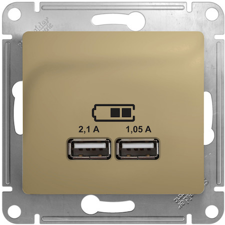 Schneider Electric GSL000433 GLOSSA USB РОЗЕТКА A+A, 5В/2,1 А, 2х5В/1,05 А, механизм, ТИТАН