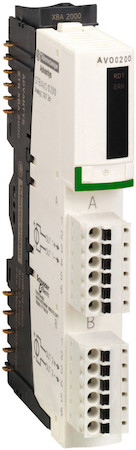 Schneider Electric STBAVO0200K Модуль ан. выходов, 2 канала -10..+10В, 16бит, 2x6pt, Size 2, Basic (комплект)