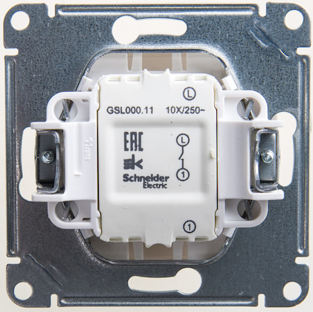 Schneider Electric GSL000611 GLOSSA 1-клавишный ВЫКЛЮЧАТЕЛЬ, сх.1, 10АХ, механизм, ПЕРЛАМУТР