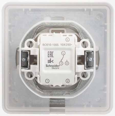 Schneider Electric VS610-156B-18 W59 AQUA 1-клавишный ПЕРЕКЛЮЧАТЕЛЬ, 10АХ, IP44, в сборе, БЕЛЫЙ