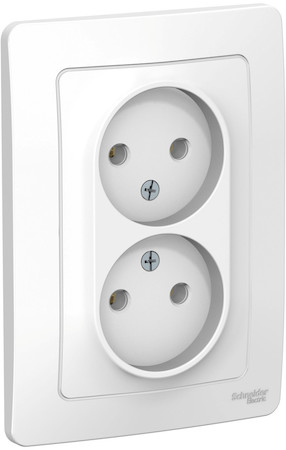 Schneider Electric BLNRS000021 BLANCA С/У РОЗЕТКА двойная без заземления без шторок, 16А, 250В, БЕЛЫЙ