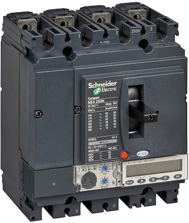Schneider Electric LV431887 Автоматический выключатель ComPact NSX250N, 50 kA при 415 В пер.тока, расцепитель MicroLogic 5.2 A 100 A, 4П4Т