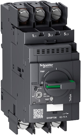 Schneider Electric GV3P736 АВТОМАТИЧЕСКИЙ ВЫКЛЮЧАТЕЛЬ С КОМБИНИРОВАННЫМ РАСЦЕПИТЕЛЕМ 62-73А КОЛЬЦ.НАКОНЕЧН.