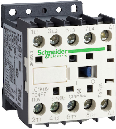 Schneider Electric LC1K09008V7 КОНТАКТОР K 4Р (2 НО + 2 НЗ), AC1 20 A, 400V 50/60 ГЦ, ЗАЖИМ ПОД ВИНТ