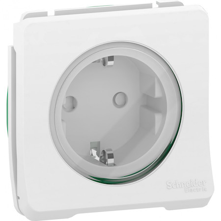 Schneider Electric MUR39134 MUREVA S МЕХАНИЗМ РОЗЕТКИ с зазем.контактом и шторками, БЕЛЫЙ, IP55