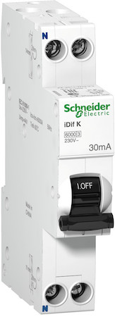Schneider Electric A9D63606 ДИФФЕРЕНЦИАЛЬНЫЙ АВТОМАТ ЭЛЕКТРОННОГО ТИПА Acti 9 iDif K 6КА 6A C 30МA AC