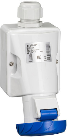 Schneider Electric 83154 НАСТЕН РОЗЕТКА ВИНТ 16А 2P+E IP67 220В