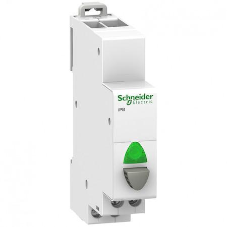 Schneider Electric A9E18038 КНОПКА УПРАВЛЕНИЯ iPB 1НО СЕРАЯ+ЗЕЛЕНЫЙ ИНДИКАТОР