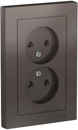 Schneider Electric ATN000620 ATLASDESIGN РОЗЕТКА двойная без заземления,16А, в сборе, МОККО