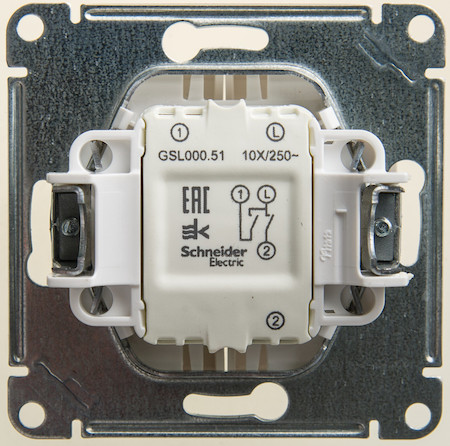 Schneider Electric GSL000651 GLOSSA 2-клавишный ВЫКЛЮЧАТЕЛЬ, сх.5, 10АХ, механизм, ПЕРЛАМУТР