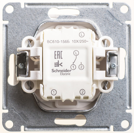 Schneider Electric VS610-156B-1-86 W59 AQUA 1-клавишный ПЕРЕКЛЮЧАТЕЛЬ, 10АХ, IP44, механизм, БЕЛЫЙ