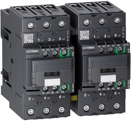 Schneider Electric LC2D80AEHE КОНТАКТОР РЕВЕРС.D 3P,80A,НО+НЗ,С УНИВЕРСАЛЬНОЙ КАТУШКОЙ УПРАВЛЕНИЯ 48-130BAC/DC