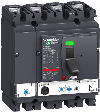 Schneider Electric LV434563 Автоматический выключатель ComPact NSX160F, 36 kA при 415 В пер.тока, расцепитель MicroLogic 2.2-AB 160 A, 4П4Т