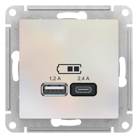 Schneider Electric ATN000439 USB РОЗЕТКА A+С, мех, ЖЕМЧУГ