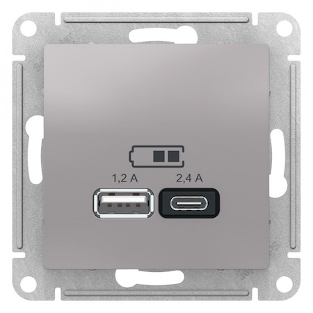 Schneider Electric ATN000339 USB РОЗЕТКА A+С, мех, АЛЮМИНИЙ