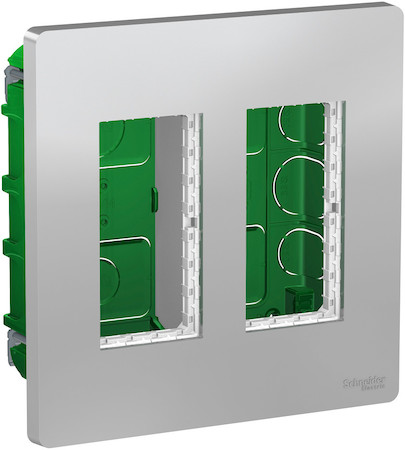 Schneider Electric NU172430 UNICA SYSTEM+ БЛОК скрытой установки 2х2 алюминий