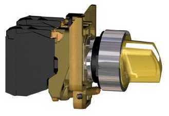 Schneider Electric XB4BK135G5 Переключатель с подсветкой, металл, оранжевый, &Oslash;22, 3 позиции, фиксация, 110&hellip;120 V AC, 1 НО + 1 НЗ