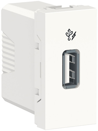 Schneider Electric NU342818 UNICA MODULAR розетка USB, 5 В / 1000 мА, 1 модуль белый