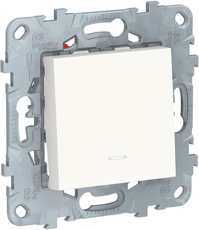 Schneider Electric NU520518N UNICA NEW переключатель 1-клавишный, перекрестный, с подсветкой, сх.7а, белый