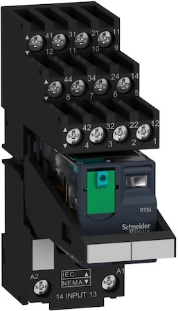 Schneider Electric RXM4AB1BDPVS КОМПЛ.:РЕЛЕ,КОЛ.,4С/О,=24В,6А,МАРК,СК.