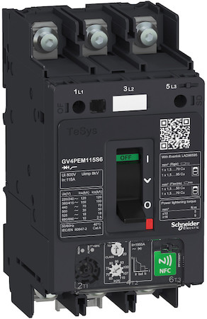 Schneider Electric GV4PEM115B6 АВТ.ВЫКЛ GV4PE С МНОГОФУНКЦ. NFC РАСЦЕПИТЕЛЕМ 115A 25kA ЗАЖИМ ПОД КОЛЬЦ.НАК.