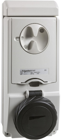 Schneider Electric 83187 НАСТЕННАЯ РОЗЕТКА UNIKA С ДЕРЖ ПРЕДОХР 16A 3P-E 480-500 IP65