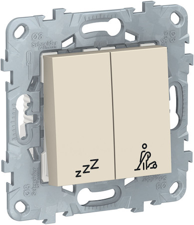 Schneider Electric NU521744 UNICA NEW 2-кл. ВЫКЛЮЧАТЕЛЬ "не беспокоить" + "убрать номер", БЕЖЕВЫЙ