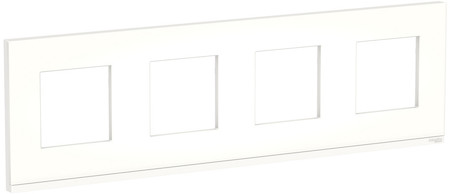 Schneider Electric NU600889 UNICA PURE рамка 4-постовая, горизонтальная, МАТОВОЕ СТЕКЛО/белый