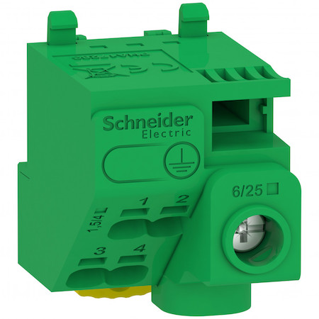 Schneider Electric LGYT1E05 ШИНА PE PRAGMA 1 ОТВ. 6-25КВ.ММ (ВИНТ) И 4 ОТВ. 1,5-4КВ.ММ (САМОЗАЖИМ) ДО 63А