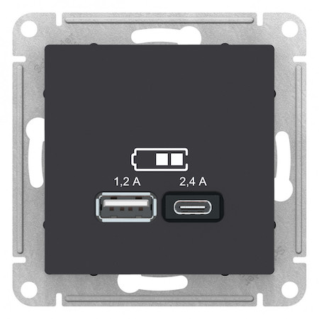 Schneider Electric ATN001039 USB РОЗЕТКА A+С, мех, КАРБОН