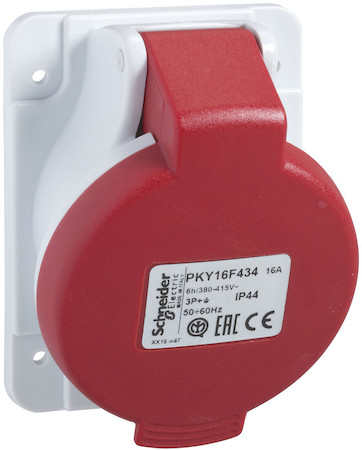 Schneider Electric PKY16F433 КАБ РОЗ БСТР УГЛ 16А 2P-E 380-415 IP44