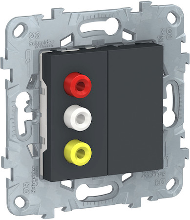 Schneider Electric NU543154 UNICA NEW розетка 3 RCA, антрацит