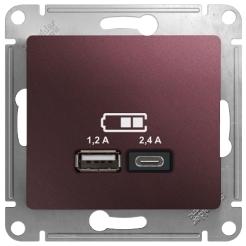 Schneider Electric GSL001139 USB РОЗЕТКА A+С, мех, БАКЛАЖАНОВЫЙ