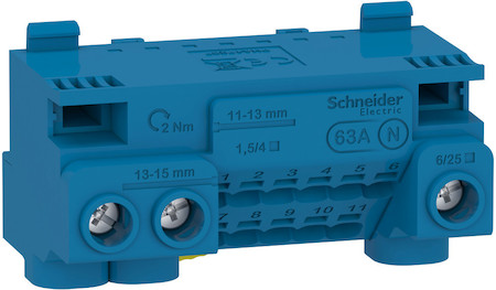 Schneider Electric LGYT1N14 ШИНА N PRAGMA 3 ОТВ. 6-25КВ.ММ (ВИНТ) И 11 ОТВ. 1,5-4КВ.ММ (САМОЗАЖИМ) ДО 63А