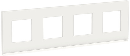 Schneider Electric NU600885 UNICA PURE рамка 4-постовая, горизонтальная, БЕЛОЕ СТЕКЛО/белый