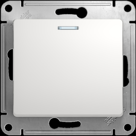 Schneider Electric GSL000113 GLOSSA 1-клавишный ВЫКЛЮЧАТЕЛЬ с подсветкой, сх.1а, 10АХ, механизм, БЕЛЫЙ