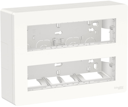 Schneider Electric NU121820 UNICA SYSTEM+ БЛОК открытой установки 2х4 АНТИБАКТЕРИАЛЬНЫЙ