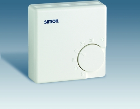 Simon 75500-61 Терморегулятор комнатный, тепло, 10А 250В, 5-30град, сл.кость