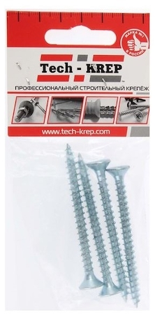 Tech-KREP 102457 Саморез ШУц 6,0х70 пот. гол. (4 шт) - пакет Tech-Krep