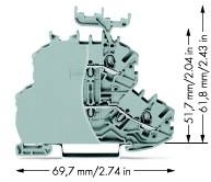 Wago 2000-2231/099-000 TOPJOB S 2-L DSK DURCHGANG GRAU