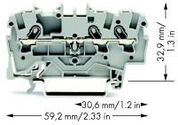 Wago 2001-1301 Клемма 3-проводная проходная 1,5мм цвет серый
