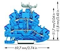 Wago 2000-2239 TOPJOB S 2-L DSK DURCHGANG BLAU