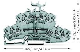 Wago 2002-2431 4-проводная,2-уровневая клемма, 2,5мм²,L/L