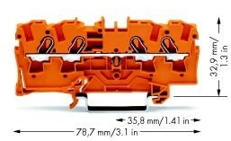 Wago 2004-1402 4-проводная проходная клемма