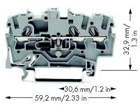 Wago 2002-1311/1000-411 Клемма 3-провод., с диодом, 2,5 кв.