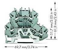 Wago 2002-2228 DSK - 2L. grau. EG-Schirm weiss bedr