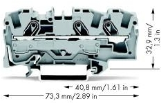 Wago 2006-1301 Клемма 3-проводная проходная 6мм цвет серый